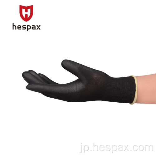 Hespax Black 13Gauge Nylon Antistatic Pu Palm Gloves